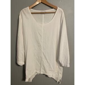 Hot Cotton Shirt Womens 2X White Tunic 100% Cotton Made USA Oversized Top